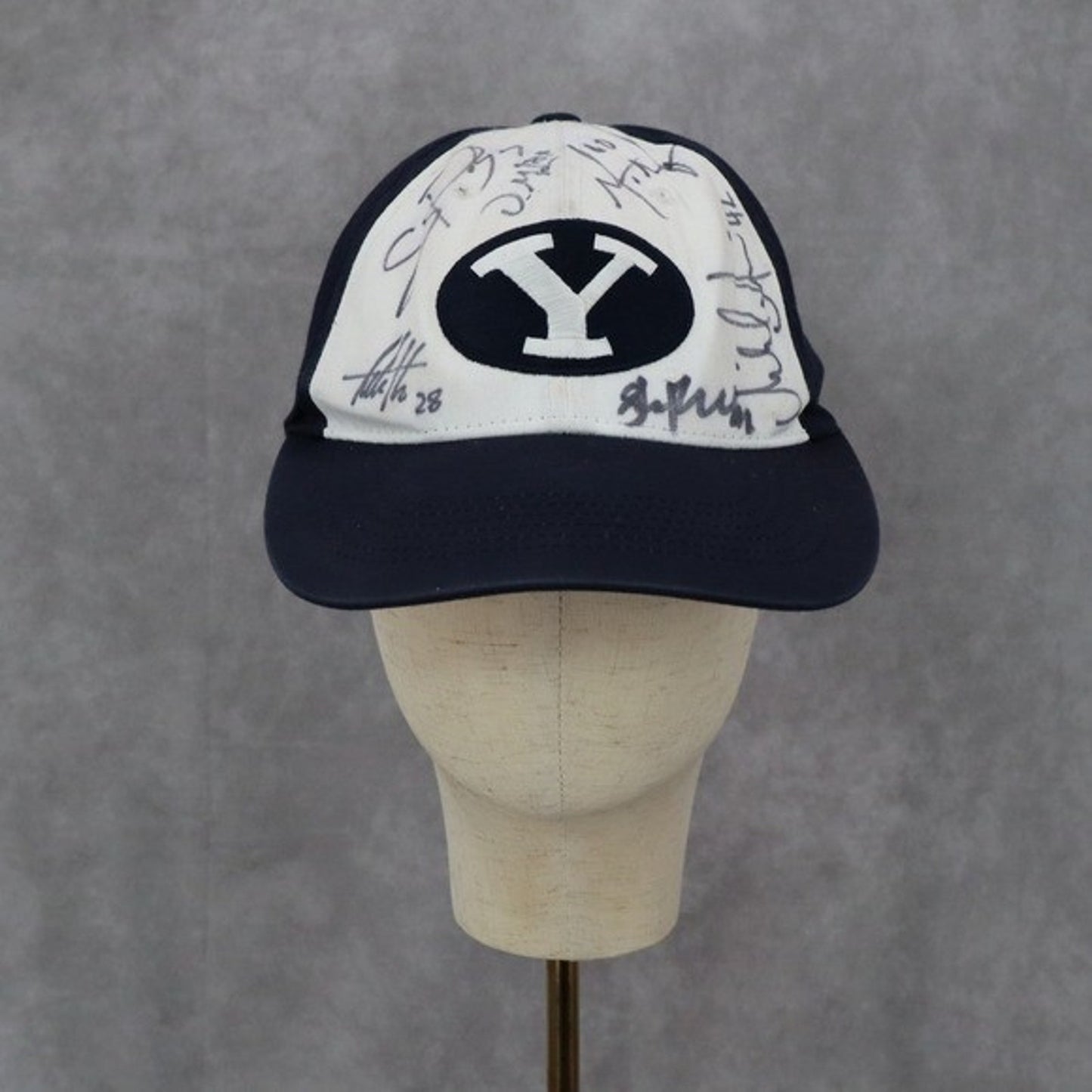BYU Flat Bill Autographed Navy Adjustable Fan Athletic Cotton Baseball Cap Hat