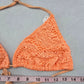 Orange Lace Crochet Eyelet Tie Sports Bra Bikini Bralette Swim Top S Small