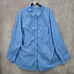 203. Woman Within Blue Button Down Flare Long Sleeve Cotton Top Plus 2X