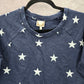 TruSelf Navy Blue Silver Star Long Sleeve Sweater Cotton Cardigan Top Medium