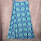 Mix & Co Blue Floral Paisley Boho Maxi Long Stretch Flare Skirt Plus 2X