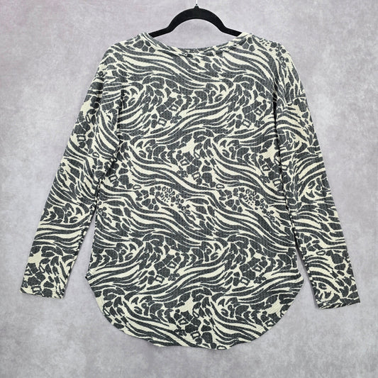 New Directions Gray Print Long Sleeve Y2K Western Fairy Sweater Top Medium