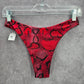 Red Black Animal Print Bikini Cheeky Thong High Leg Bottom Swimwear Medium