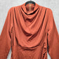 Shein Brown Copper Drape Long Sleeve Zipper Party Y2K Indie Dress Medium 8/10