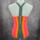 MPG Pink Orange Gray Racerback Sports Activewear Support Bra Tank Top Small