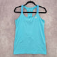 Adidas Blue Racerback Active Stripe Athletic Sports Tank Top Small