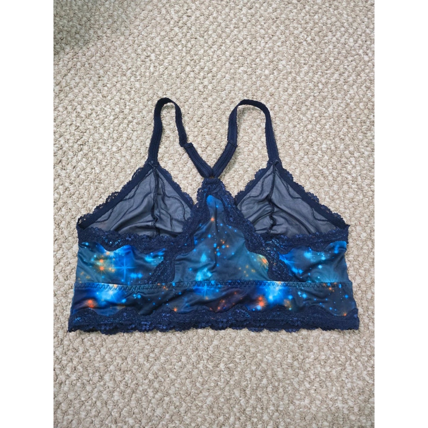 Torrid Curves Blue Galaxy Lace Floral Fairy Bridal Bralette Plus Size 2X