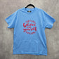 Believe in Yourself Blue Boho Leaf Handmade Red Cotton Tshirt Large