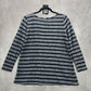 058. Fantastic Fawn Blue Gray Stripe Long Sleeve Sweater Top Small