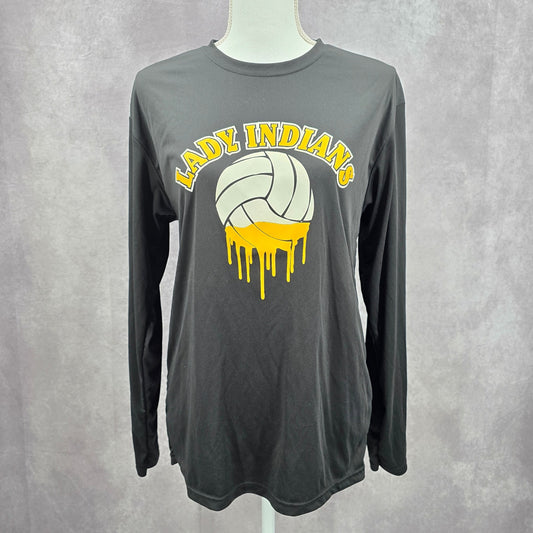 A4 Black Long Sleeve Lady Indians Sportswear Activewear Tshirt Small