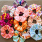 12 Handmade Scrunchies Bundle Mixed Lot Satin Silk Hair Ties Accessories Gift