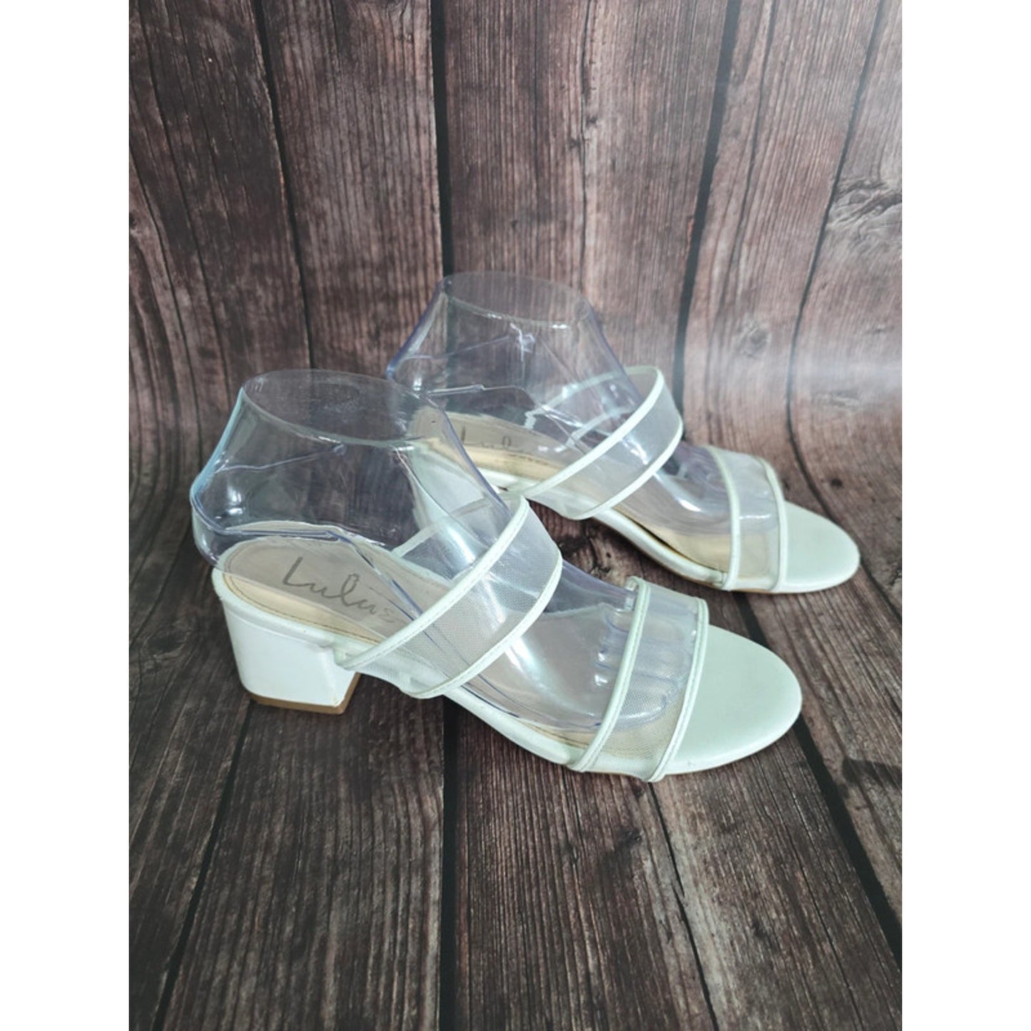 Lulus White Mesh Strap Heels 8