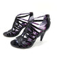 Kenneth Cole Reaction Black Patent Cage Slide In Open Toe Zip Up Heels Size 7.5