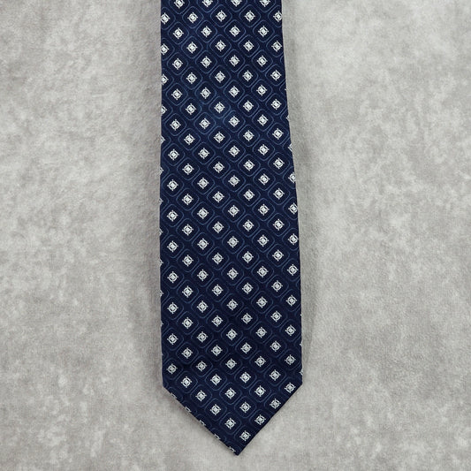 Tasso Elba Blue Gray Diamond Geometric Executive Floral Silk Neck Tie Men's