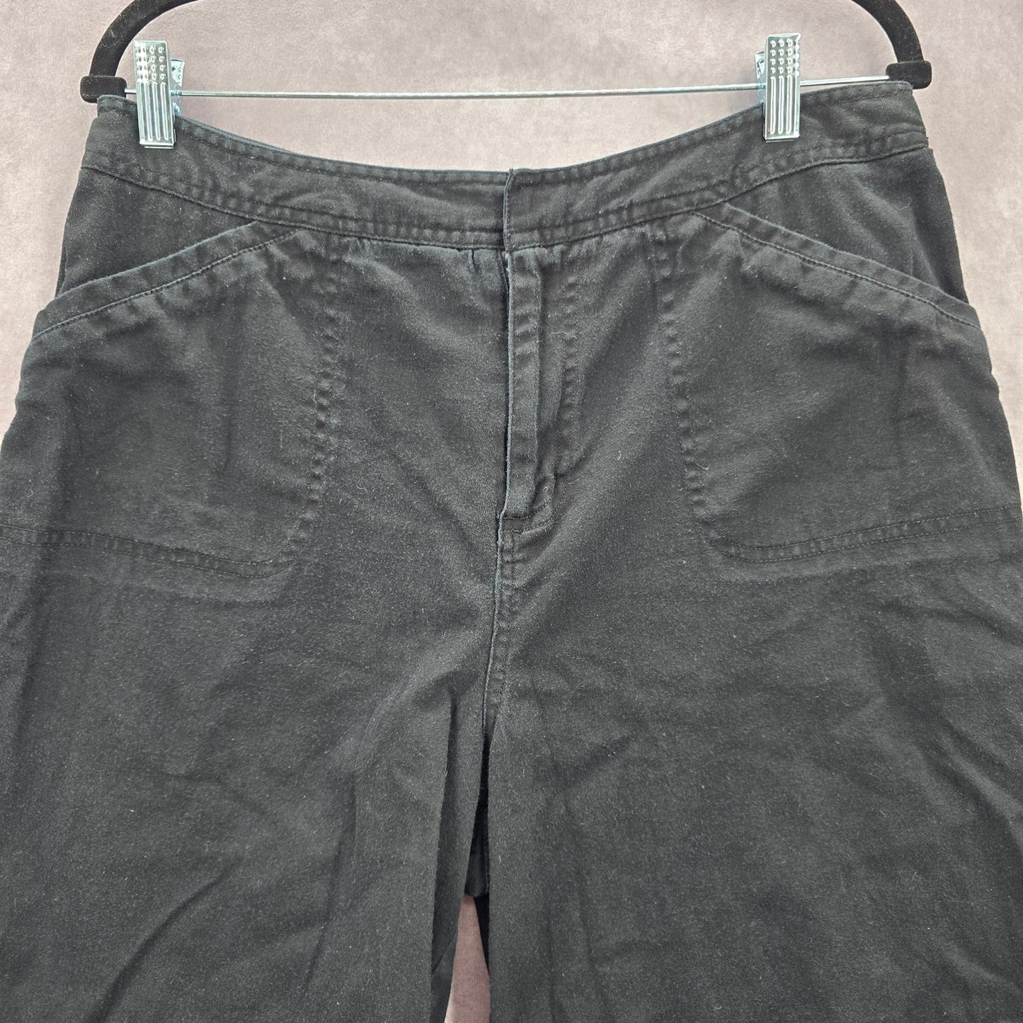 D&Co Denim + Company Black Bermuda Cottn Pants Shorts Large