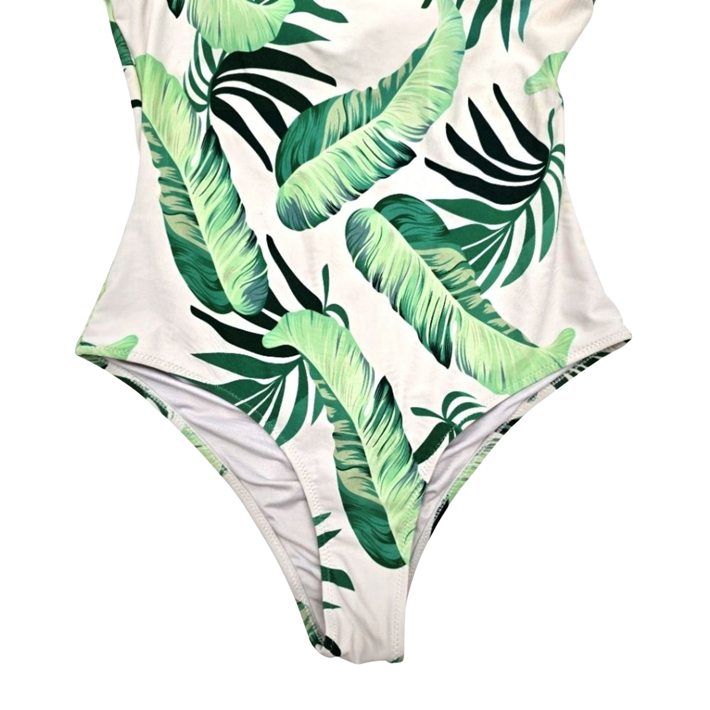 Tropical Leaf White One Piece Swimsuit Beach 90s Y2K Vacation Resort 90s Medium