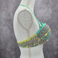 Victoria's Secret Green Floral Paisley Padded Bikini Top Halter Swimwear 36B