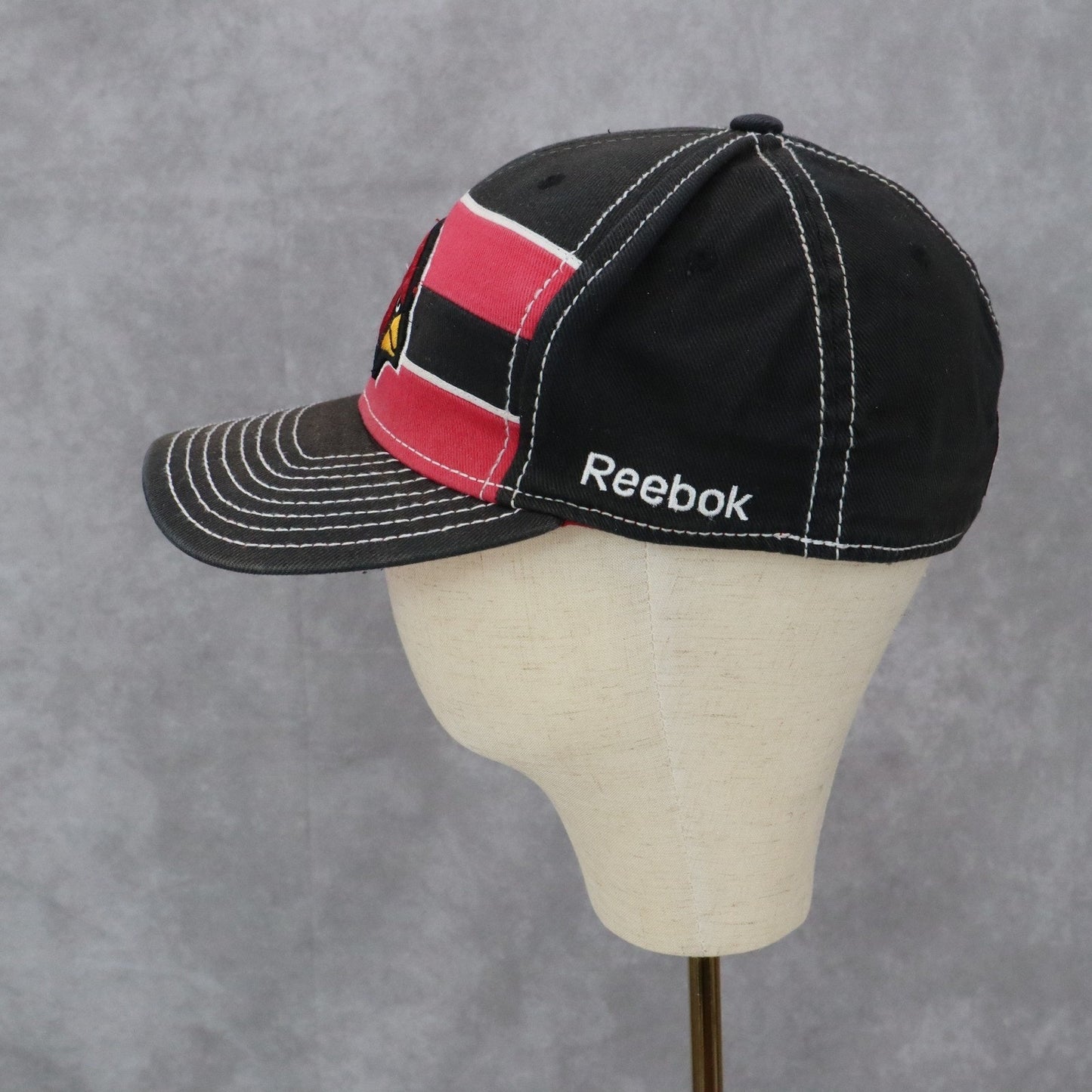 Reebok Onfield Black Red Arizona Cardinals Stitch Fitted Baseball Cap Hat S/M