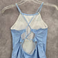 Blue Lace Crisscross Back Tie Padded Swimwear Tankini Tank Top Medium M