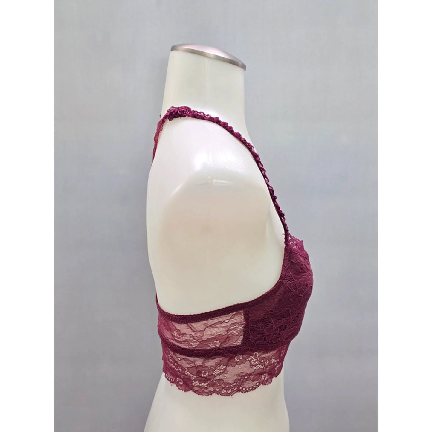 Burgundy Red Rust Lace Floral Dainty Whimsy Romantic Boudoir Bralette Small