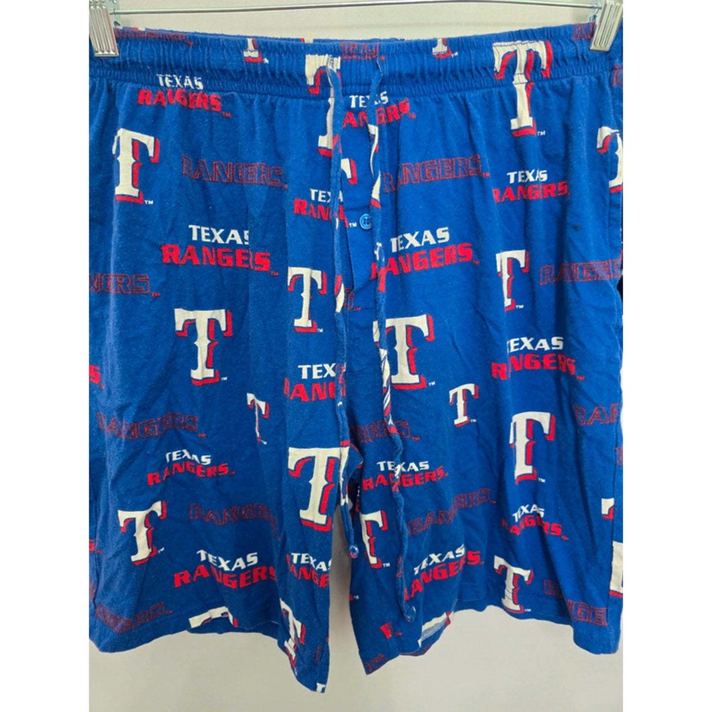Texas Rangers Printed Blue Boxer Pajama Bottoms Mens Shorts Medium