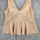 Pink Ruffle Padded Crop Swimwear Tankini Tank Top Medium M