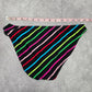 Malibu Dream Girl Black Red Pink Stripe Cheeky Bikini Bottom Swimwear Medium