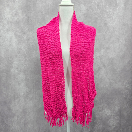 Pink Knit Romantic Handmade Y2K Barbie Feminine Fringe Fun Electric Scarf OS