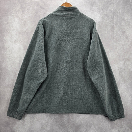 Harriton Gray Full Zip Mock Neck Fleece Sweater Coat Jacket XL Extra Large