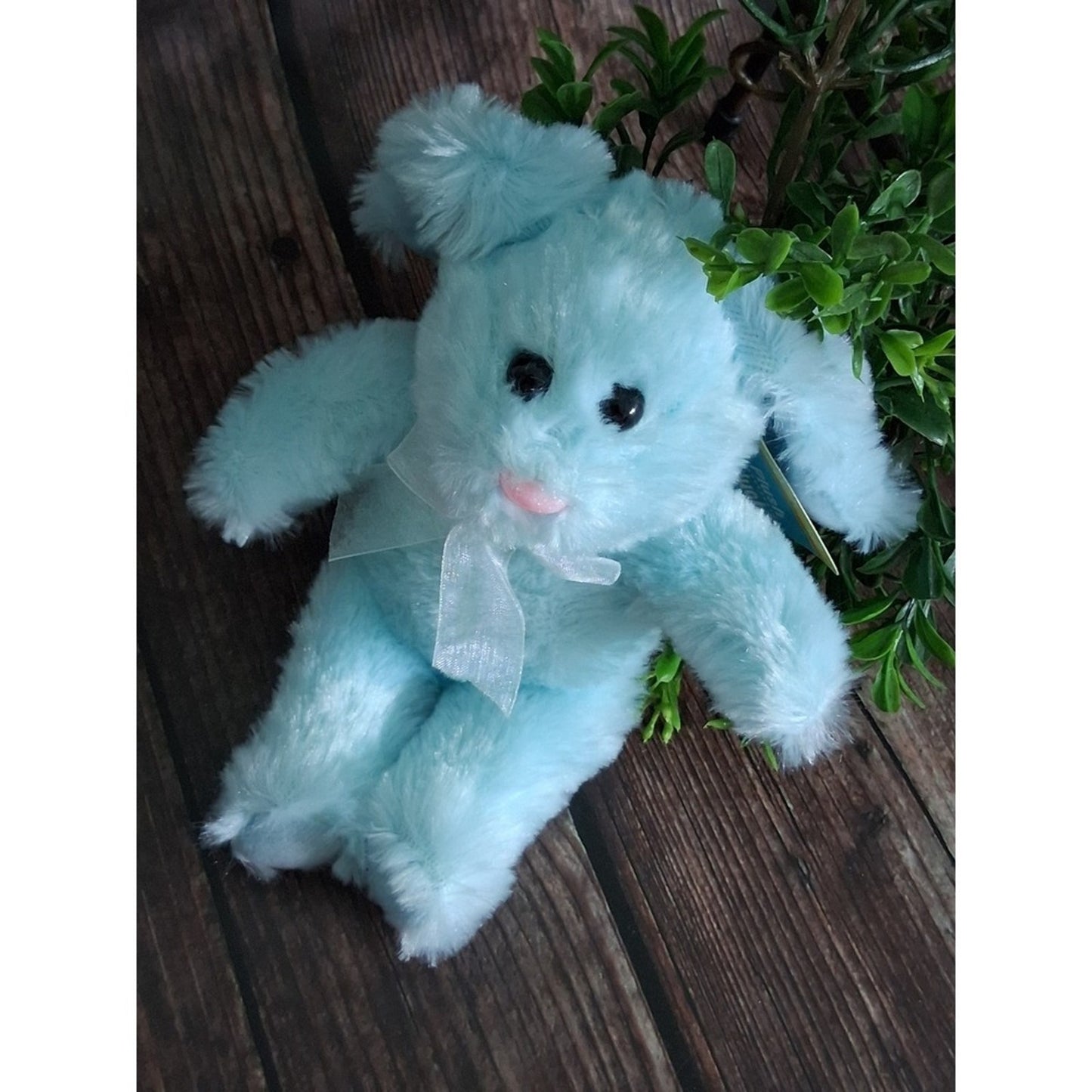 Blue Easter Bunny with Bow Plush Toy