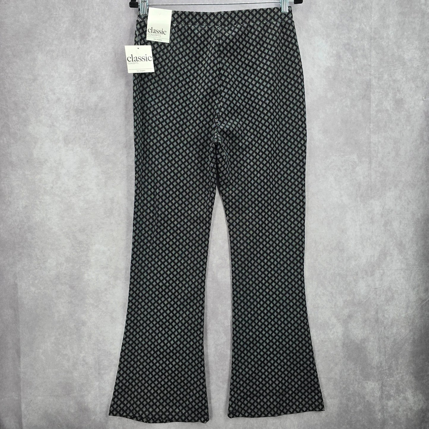 Classic Concepts Black Pull On Stretch Straight Wide Flare Pants L Large