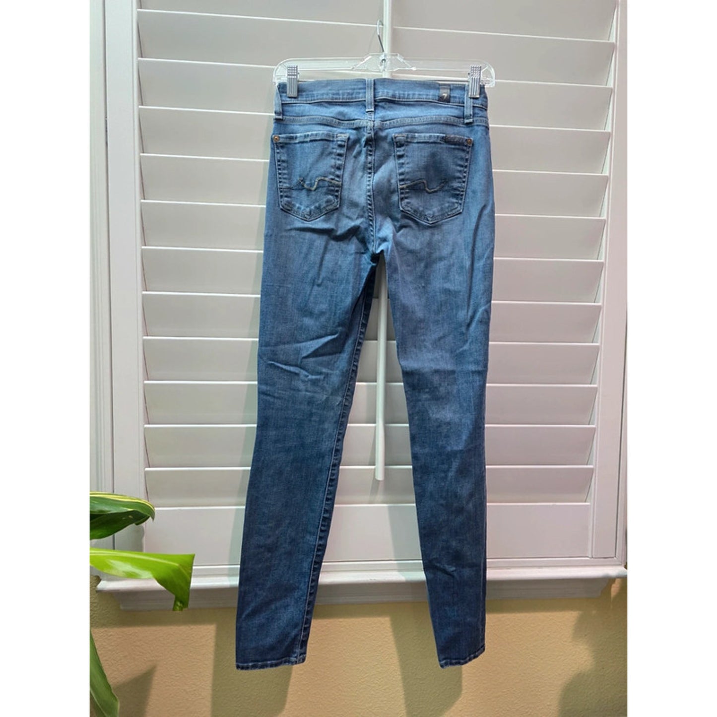 7 For All Mankind Blue Skinny Cotton Womens Jeans 26