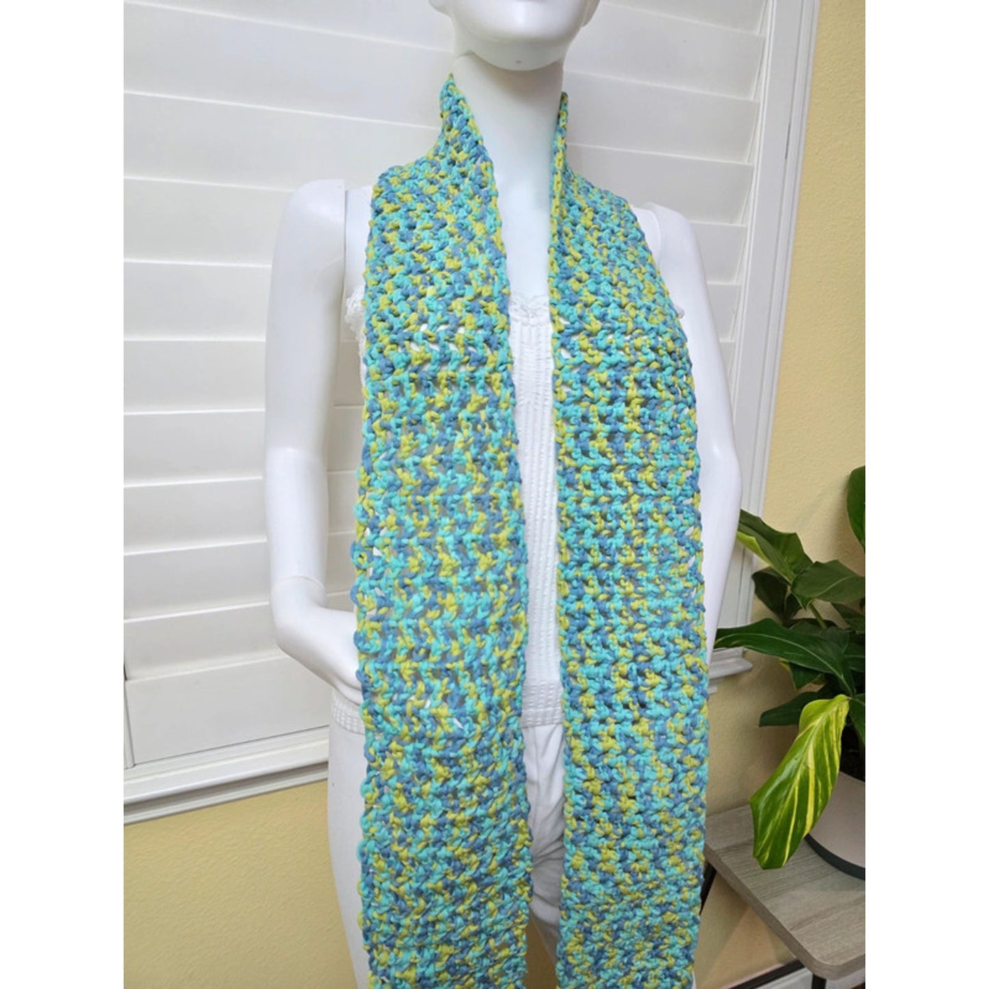 Blue Knit Long 90s Y2K Whimsy Cottage Scarf OSFM