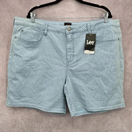 Lee Mid Rise Blue White Stripes Boho Western Cottage Short Size 2X 22M