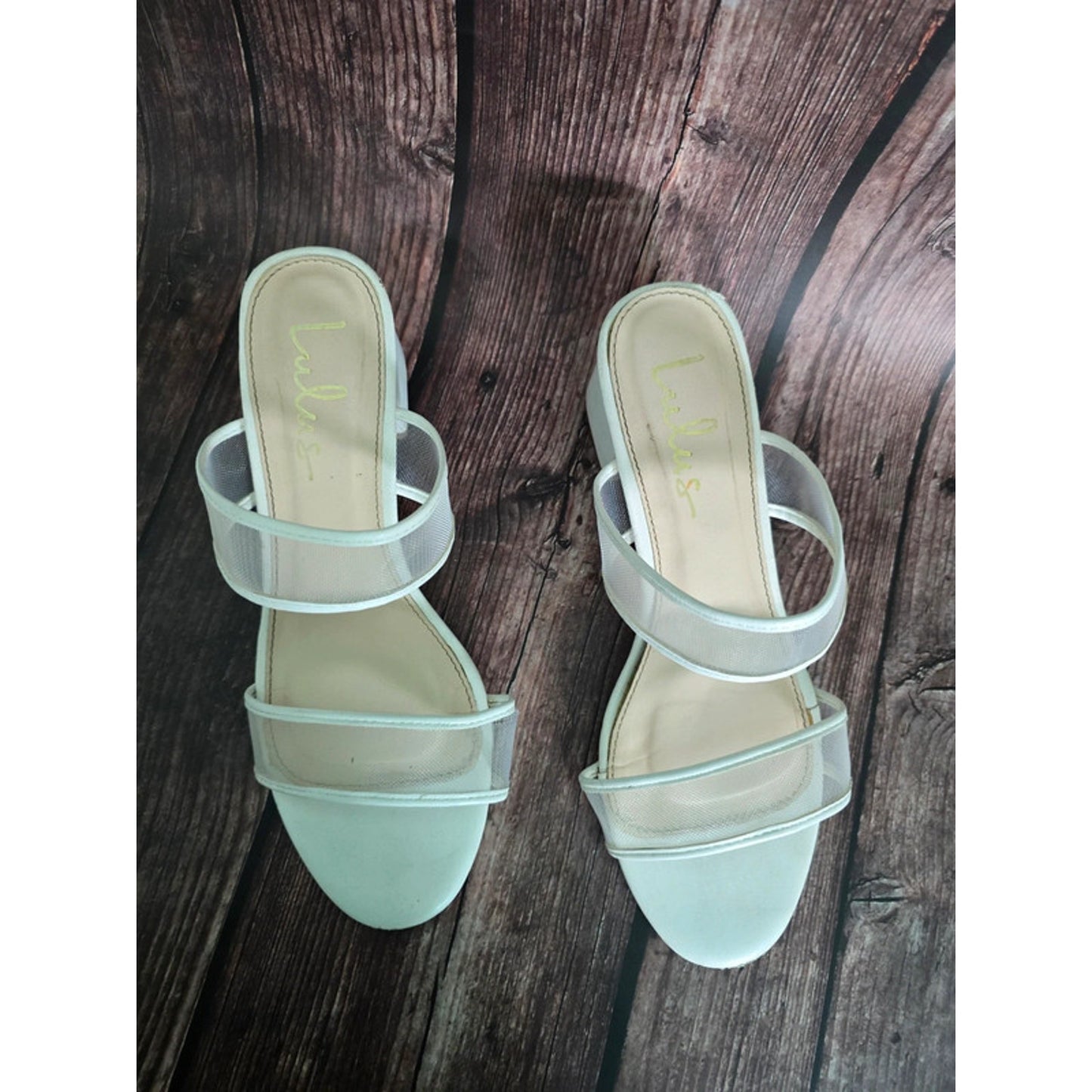 Lulus White Mesh Strap Heels 8
