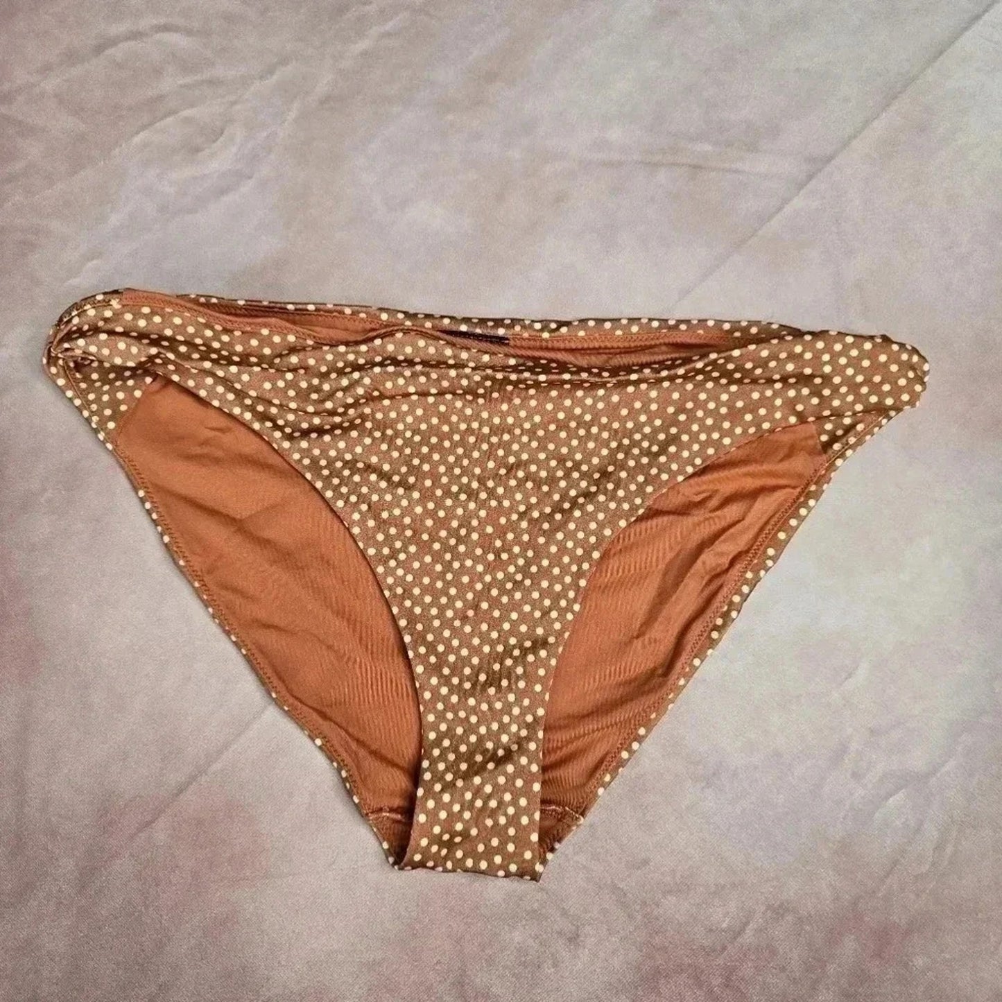 H&M Orange White Polka Dot Bikini Bottom Swimwear Size Large 12
