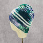 Green Purple Crochet Knit Bucket Cap Hat Fun VTG Y2K Funky Beanie