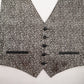 Gray Short Open Back Welt Pocket 5 Button Point Silk Waistcoat Tuxedo Vest S/M