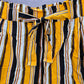Ambiance Apparel Yellow Stripe Pullon Tie Funky Ruffle Pants Shorts Plus 2X