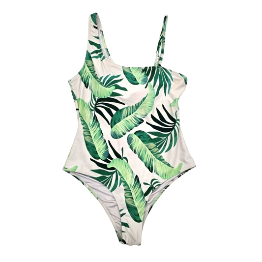 Tropical Leaf White One Piece Swimsuit Beach 90s Y2K Vacation Resort 90s Medium