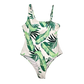 Tropical Leaf White One Piece Swimsuit Beach 90s Y2K Vacation Resort 90s Medium