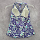 131. Purple Floral Halter Padded Tie Swimwear Tankini XL Extra Large