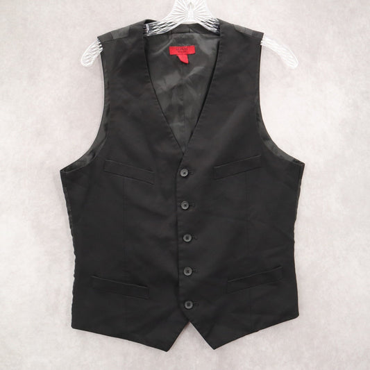 Alfani Black 5 Button Point 4 Welt Pocket Waistcoat Tuxedo Suit Vest Small 38R