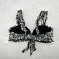 Xhilaration Black Floral Ruffle Beach Tie Bra Bikini Bralette Swim Top S Small