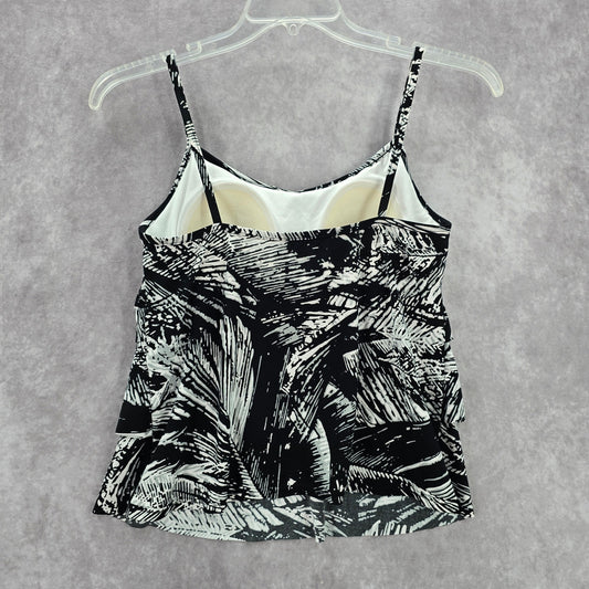 Jamaica Bay Black Ruffle Floral Padded Swimwear Tankini Tank Top Medium M 10