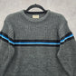 Arizona Gray Stripe Long Sleeve Sweater Cardigan Pullover Youth Boys Large