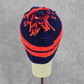 Blue Orange Stripe Pom Pom Crochet Knit Bucket Cap Hat Fun VTG Y2K Funky Beanie