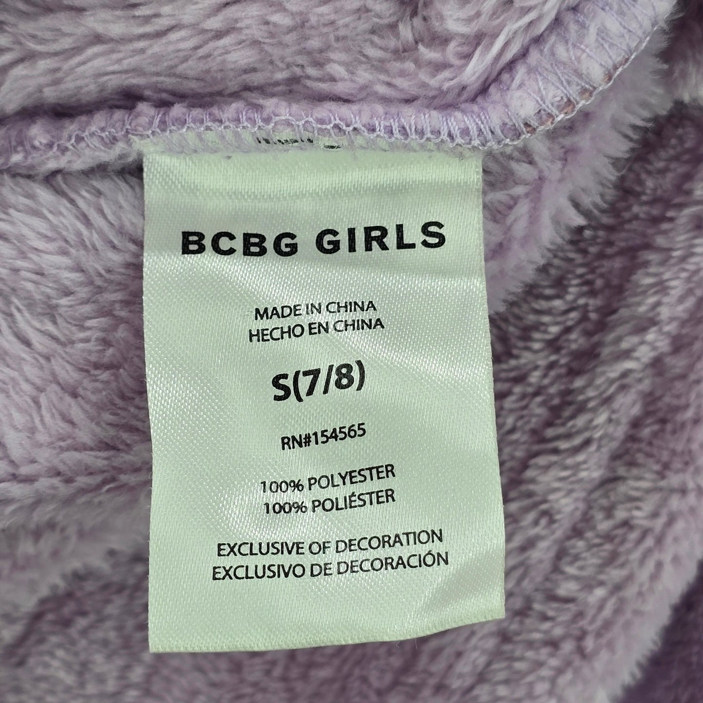 BCBG Girls Purple Fleece Sequin Unicorn Pullover Sweater Hoodie Size 7/8 NWOT