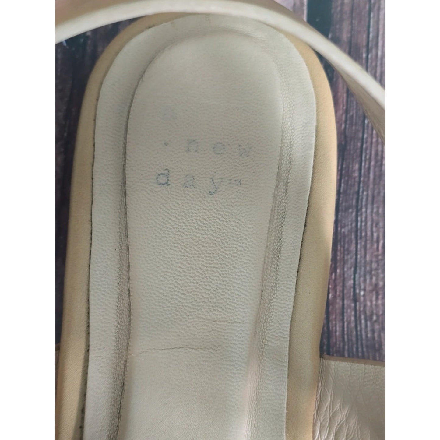 A New Day Tan Flat Strap Buckle Sandals 8.5