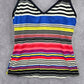 Jag Pink Multi Color Stripe Padded Stretch Swimwear Tankini Tank Top Medium M